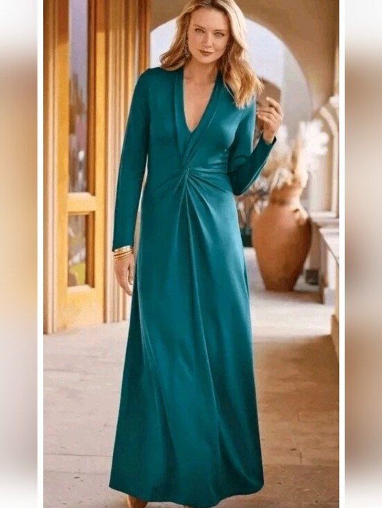Soft Surroundings Dresses & Skirts - NWT Soft Surroundings Lagia Maxi Dress Teal Green Comfy Lagenlook Size L